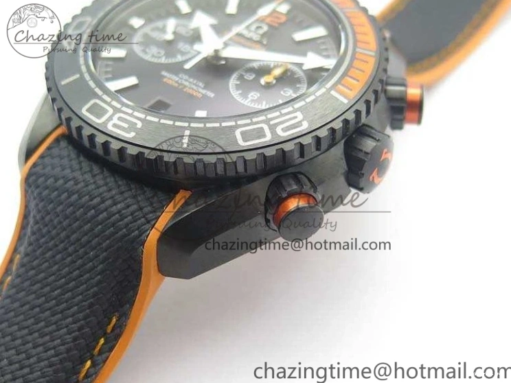 0120 Planet Ocean Master Chronometer Chrono DLC OM 1:1 Best Edition Black Dial On Nylon Strap A Chic 8103